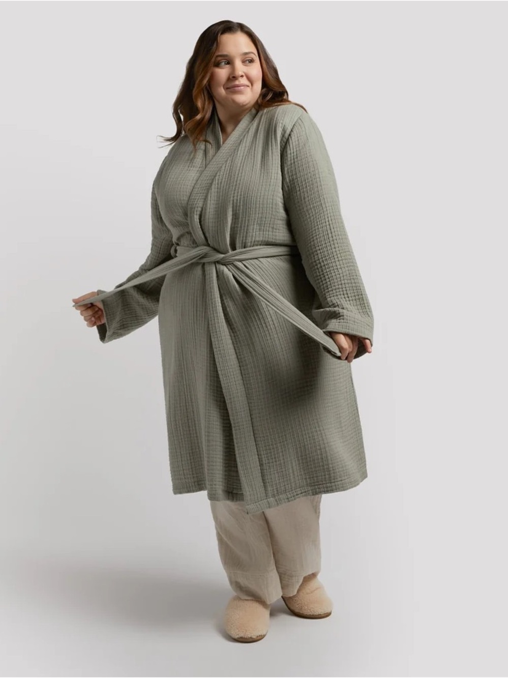 Parachute Home Cloud Cotton Robe in Sage - XS